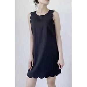J Crew Womens Scallop Trim Sleeveless Dress Black Size 2